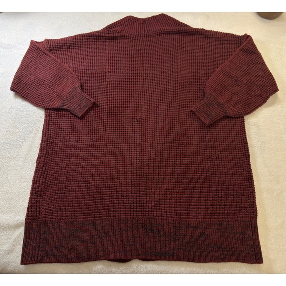 Burgundy Waffle Knit Open Front Cardigan Oversized Longline Sweater Womens 2XL - Picture 2 of 8